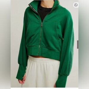 Free People Movement Heritage Green full zip up size small NWT